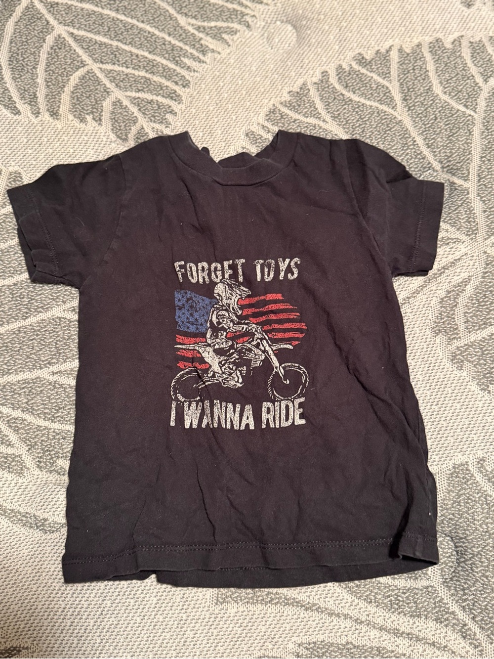 Port and Company Black Kids Graphic Tee with Flag Motocross Print